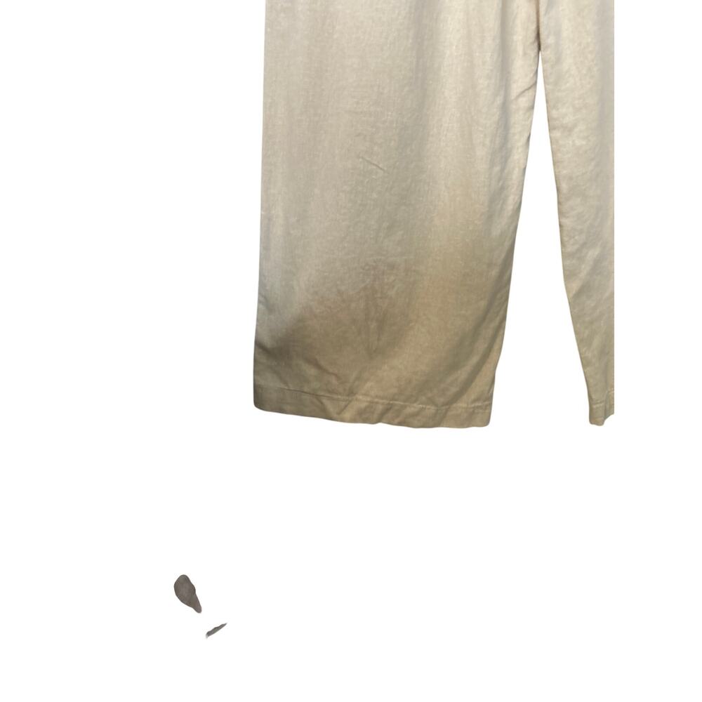 Zara Women's Wide-Leg Linen-Blend Pants Size Medium Beige Preppy, Comfy - Picture 7 of 13
